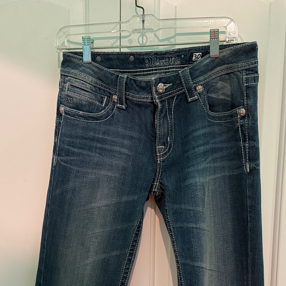 Miss Me Dark Blue Skinny Jeans - Faded Wash